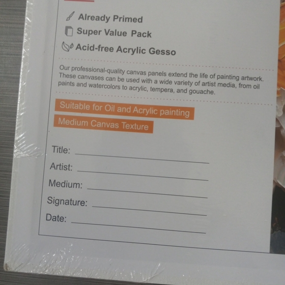 SIMETUFY Artist's Canvas Panels 8 x 10 Inches Super Value Pack Artist Media 24 - Picture 4 of 6